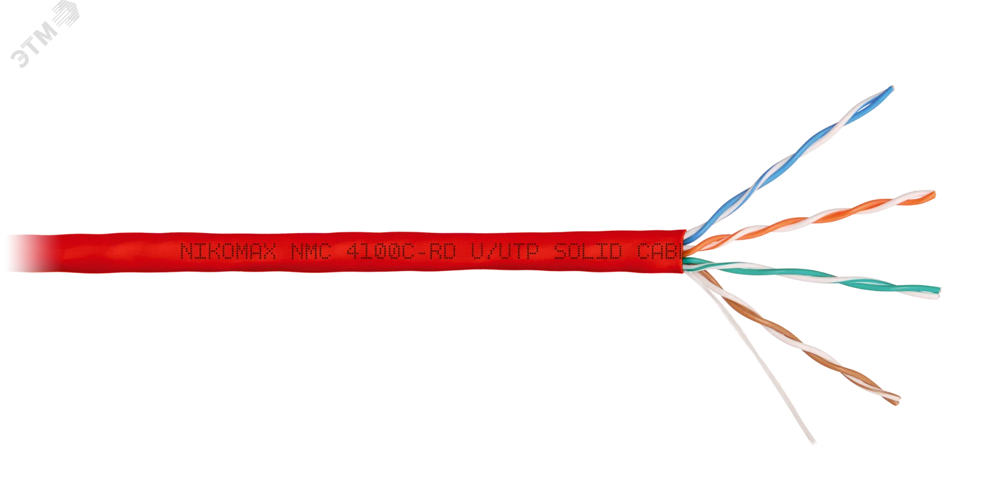 Витая пара U/UTP 4 пары Кат 5e solid BC AWG24 (0.51мм) IN LSZH нг(А)-HF красный 305м