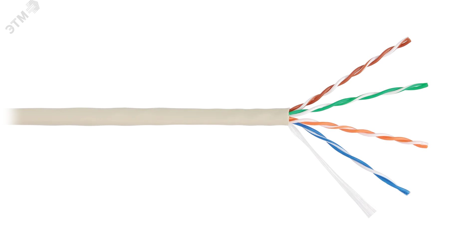 Витая пара U/UTP 4 пары Кат 5e solid BC (0.511мм) IN PVC слоновая кость 305м