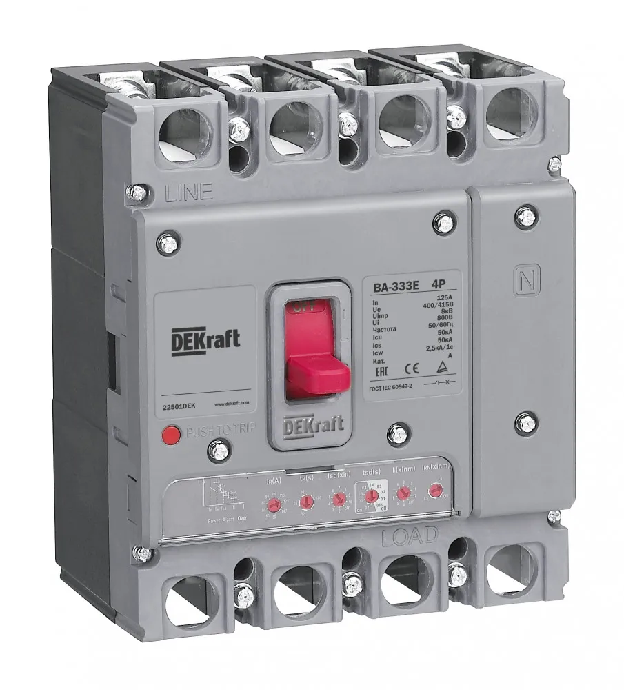 Силовой авт. выкл. с электрон. расц. 4P 63А 50кА ВА-333E SE (Dekraft) 22495DEK