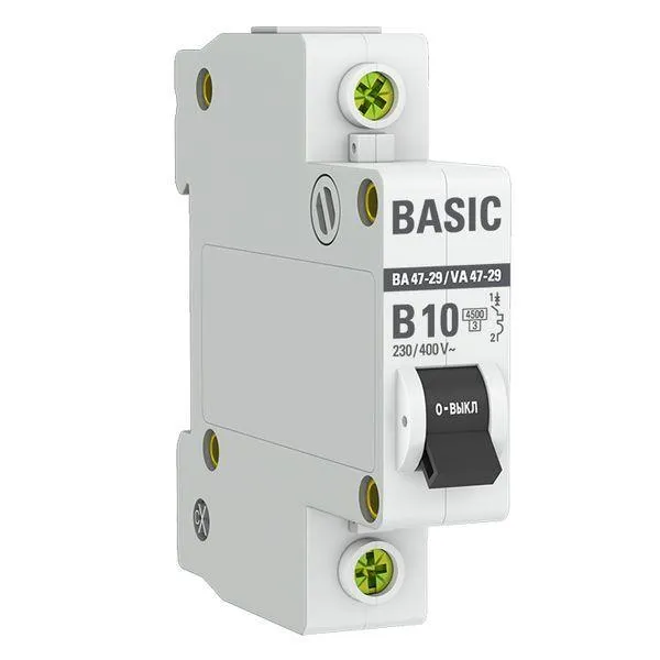 Автоматический выключатель 1p 10а (b) 4,5ка ва 47-29 basic EKF MCB4729-1-10-B