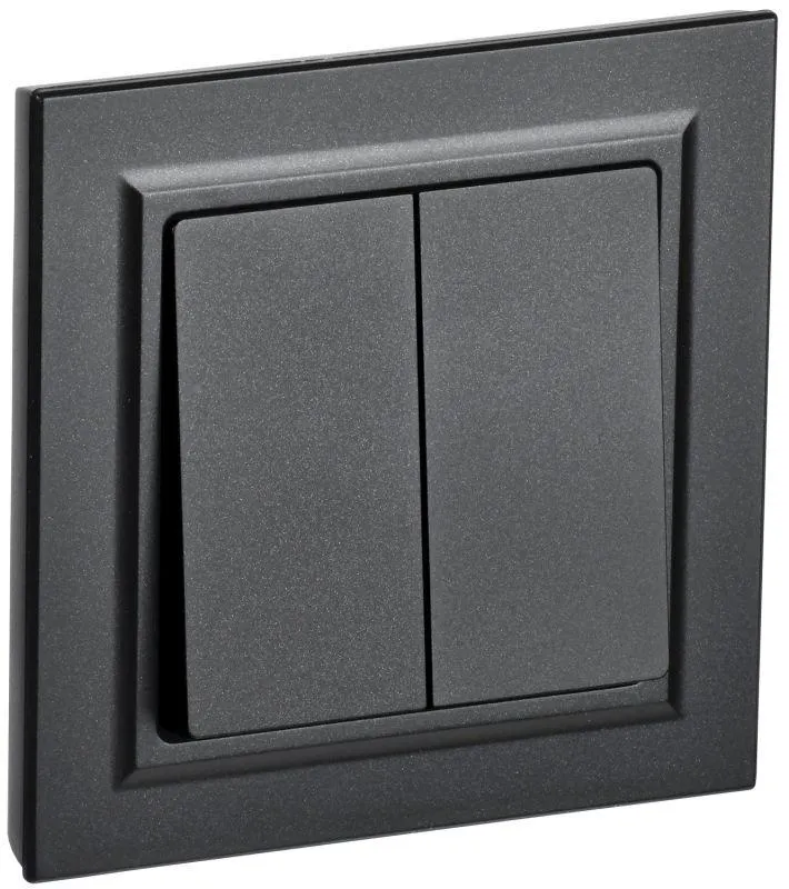 BRITE Выключатель двухклавишный 10А в сборе ВСР10-2-0-БрЧ черный IEK IEK BR-V20-0-10-K02-F