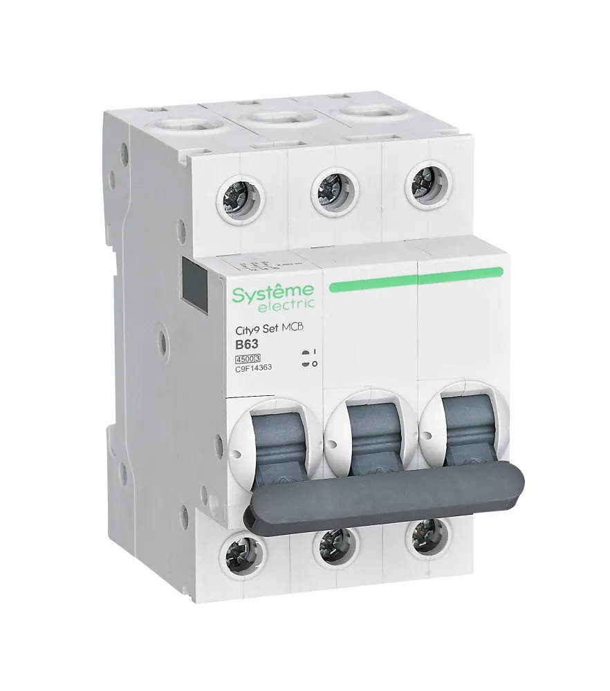 Выключатель автоматический трехполюсный 63А B 4.5kA 400В City9 Set SE (Systeme) C9F14363