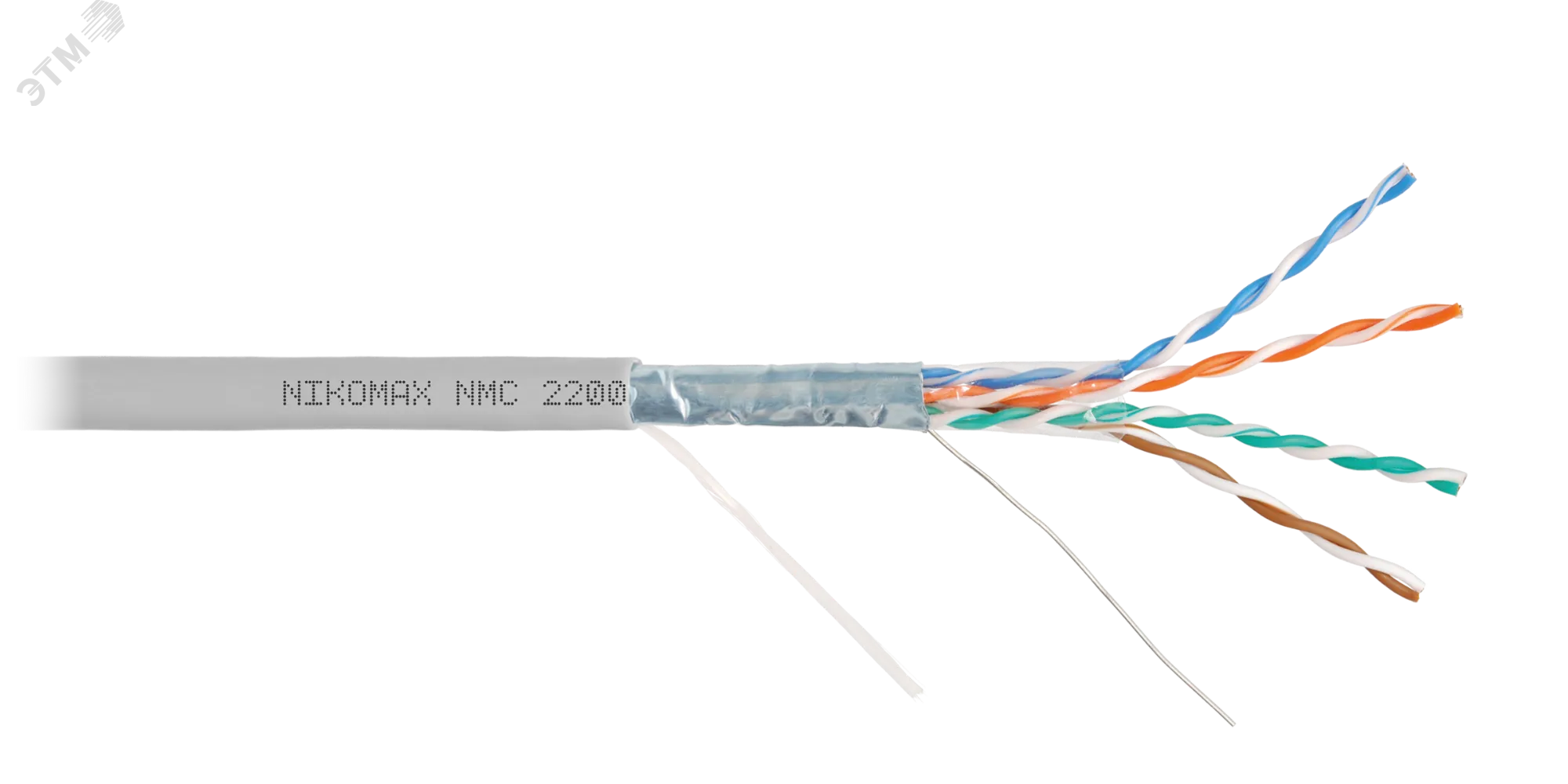 Витая пара F/UTP 4 пары Кат 5e solid BC AWG24 (0.50мм) IN PVC серый 305м