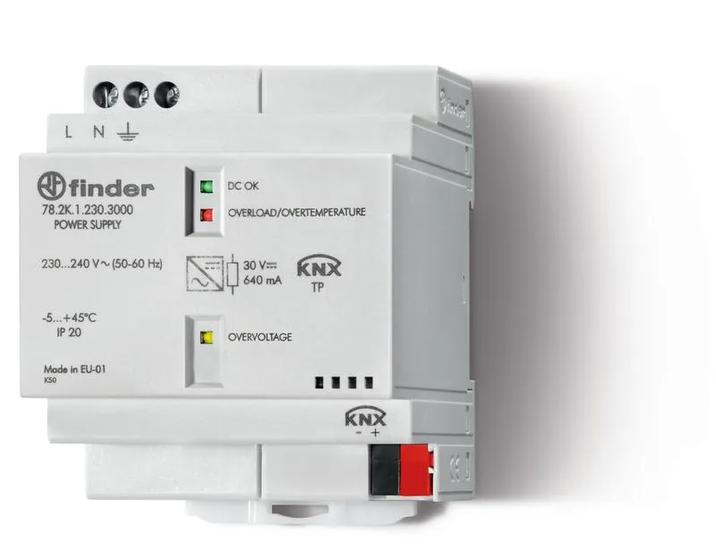 Источник питания импульсный KNX, вход 110...240В AC, Выход 29B DC 640мА, KNX Bus FINDER 782K12303000