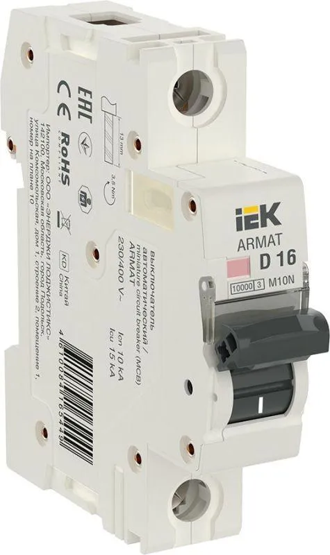 Armat выключатель автоматический однополюсный d 16а m10n IEK AR-M10N-1-D016