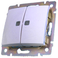 LEGRAND 774213 Выключатель 2-клавишный, с двумя индикаторами, 10АХ, 250В, белый, Valena