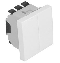 Efapel 45061 SBR Двухклавишный выключатель 45х45, белый