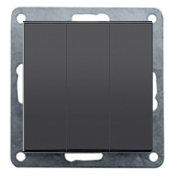 Ecoplast Выключатель 3-кл. (схема 1+1+1) 16 A, 250 B (черный бархат) LK60