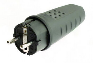 Вилка кабельная 16А 2P+E IP20 250В каучук ввод кабеля с торца черн. DKC DIS1103100