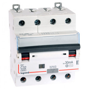 LEGRAND 411189 Дифференциальный автоматический выключатель, серия DX3, 32A, 30mA, 4-полюсный, тип AC