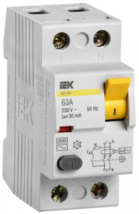 IEK MDV10-2-063-030 Выключатель диф. тока 2п 63A 30mA тип AC ВД1-63