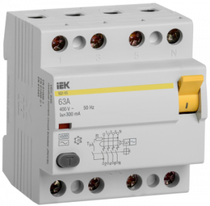 IEK MDV10-4-063-300 Выключатель диф. тока 4п 63A 300mA тип AC ВД1-63