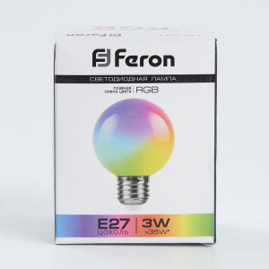Лампа светодиодная Feron LB-371 Шар матовый E27 3W RGB плавная сменая цвета 38115