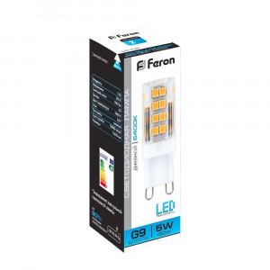 Лампа светодиодная Feron LB-432 G9 5W 6400K 25771