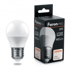 Лампа светодиодная Feron.PRO LB-1406 Шарик E27 6W 2700K 38068