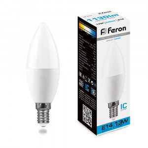 Лампа светодиодная Feron LB-970 Свеча E14 13W 6400K 38109