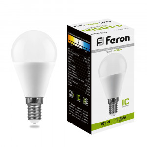 Лампа светодиодная Feron LB-950 Шарик E14 13W 4000K 38102