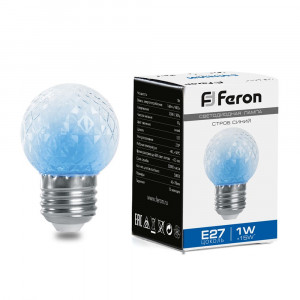 Лампа-строб Feron LB-377 Шарик прозрачный E27 1W синий 38211