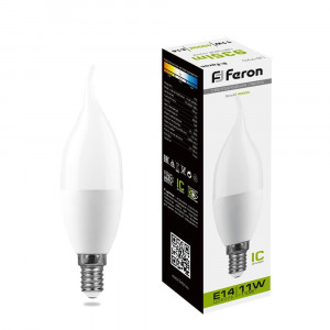 Лампа светодиодная Feron LB-770 Свеча на ветру E14 11W 4000K 25940