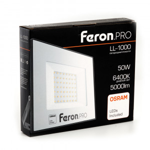 Светодиодный прожектор Feron.PRO LL-1000 IP65 50W 6400K черный 41540