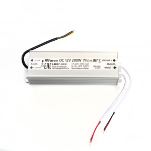 Трансформатор электронный для светодиодной ленты 200W 12V IP67 (драйвер), LB007 Артикул 48061
