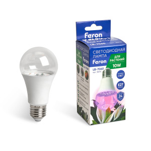 Лампа светодиодная для растений А60 Feron LB-7060 E27 10W красно-синий спектр 38275