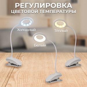 Светодиодный настольный светильник с USB проводом и аккумулятором, 2,5Вт, с регулировкой цветовой температуры 2700-6500К, 450*125*65мм, DEA6097 48160