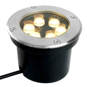 Светодиодный светильник тротуарный (грунтовый) Feron SP2802, 6W, AC12-24V, низковольтный, 3000К, металлик, D120*H90mm, вн.диаметр: 90mm, IP67 48453