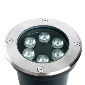 Светодиодный светильник тротуарный (грунтовый) Feron SP2802, 6W, AC12-24V, низковольтный, 3000К, металлик, D120*H90mm, вн.диаметр: 90mm, IP67 48453