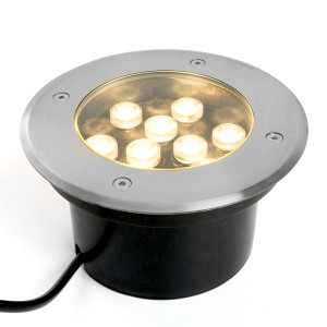 Светодиодный светильник тротуарный (грунтовый) Feron SP2803, 10W, AC12V, низковольтный, 3000К, металлик, 160*H90mm, вн.диаметр: 110mm, IP67 48469
