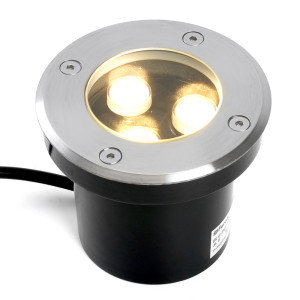 Светодиодный светильник тротуарный (грунтовый) Feron SP2801, 3W, AC12-24, низковольтный, 3000К, черный, D100*H80mm, вн.диаметр:70m 48452
