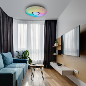 Светодиодный управляемый светильник накладной Feron AL5777 RAINBOW тарелка 60W RGB + CCT 3000К-6000K 41917