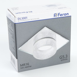 Светильник встраиваемый Feron DL3001 потолочный MR16 G5.3 прозрачный 41415