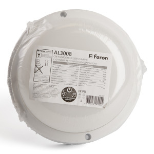Светильник светодиодный пылевлагозащищённый с оптико- акустическим датчиком Feron AL3008 в пластиковом корпусе 12W 6500K 220V IP65 белый 41147