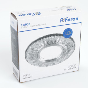 Светильник встраиваемый с белой LED подсветкой Feron CD903 потолочный MR16 G5.3 белый