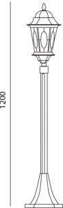 Светильник садово-парковый Feron PL155 шестигранный, столб 60W E27 230V, черное золото 11323