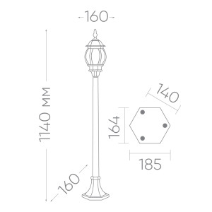 Светильник садово-парковый Feron 8110/PL8110 столб 100W E27 230V, черный 11106