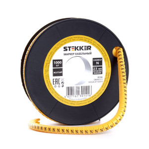 Кабель-маркер "N" для провода сеч. 6мм2 STEKKER CBMR40-N , желтый, упаковка 500 шт 39121