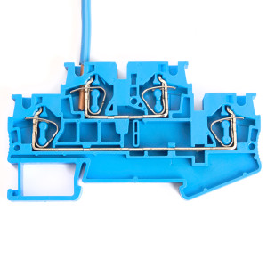 Зажим пружинный, 4-проводной проходной 2 уровня ЗНИ - 4.0 (JXB ST 4), синий STEKKER 39974