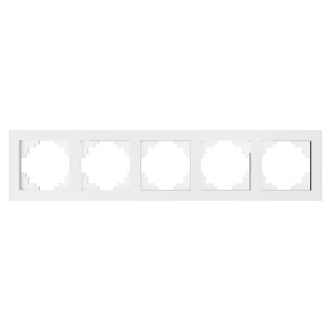 Рамка 5-местная, стекло, STEKKER, GFR00-7005-01, серия Катрин, белый 39637