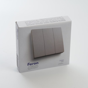 Выключатель беспроводной FERON TM83 230V, 500W, трехклавишный, серебро 41721