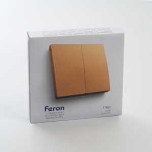 Выключатель беспроводной FERON, TM82, 230V, 500W, двухклавишный, золото 41726