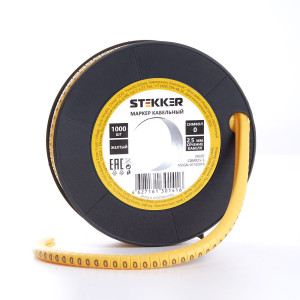 Кабель-маркер "0" для провода сеч. 6мм2 STEKKER CBMR40-0 , желтый, упаковка 500 шт 39110