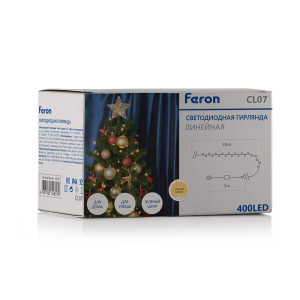 Светодиодная гирлянда Feron CL07 линейная 40м + 3м 230V 2700К, c питанием от сети, контроллером, зеленый шнур