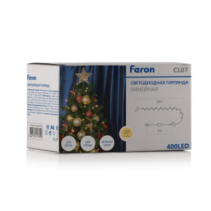 Светодиодная гирлянда Feron CL07 линейная 40м + 3м 230V 2700К, c питанием от сети, эффектом стробов, зеленый шнур