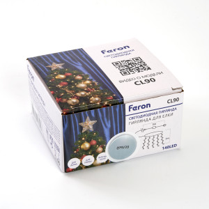 Светодиодная гирлянда Feron CL90 7 веток (2м) + 1.5м 230V 5000K, c питанием от сети, прозрачный шнур