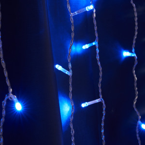 Светодиодная гирлянда Feron CL20 занавес, статичная, 2*2м + 3м 230V синий, c питанием от сети, прозрачный шнур