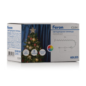 Светодиодная гирлянда Feron CL04 линейная 6м +3м 230V мультиколор, c питанием от сети, контроллером, зеленый шнур