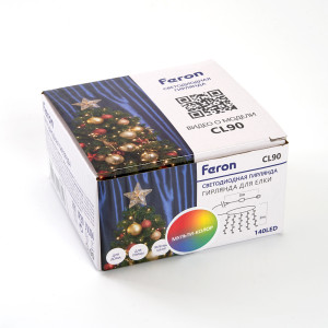 Светодиодная гирлянда Feron CL90 7 веток (2м) + 1.5м 230V мультиколор, c питанием от сети, прозрачный шнур