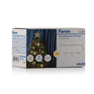 Светодиодная гирлянда Feron CL03 линейная 4м +1.5м 230V 2700K, c питанием от сети, контроллером, зеленый шнур